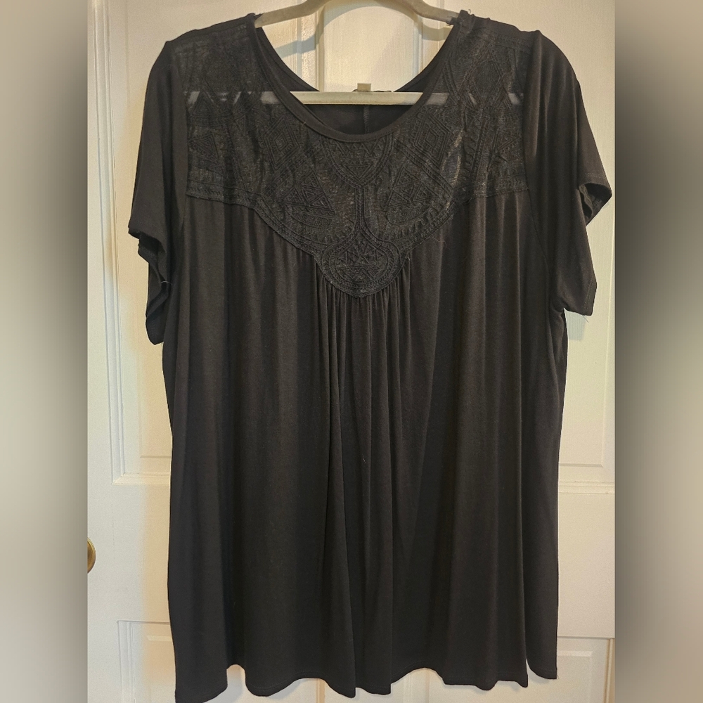 💋Green Envelope Black Lace Detail Blouse